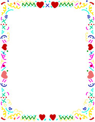 Obraz premium Elegance Victorian Red Heart Frames Drawings with bow and ribbons in vintage coquette girly style. Hand-drawn baroque line borders for Valentine's Day cards, Wedding invitations 
