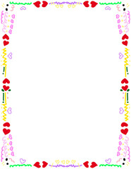 Elegance Victorian Red Heart Frames Drawings with bow and ribbons in vintage coquette girly style. Hand-drawn baroque line borders for Valentine's Day cards, Wedding invitations	