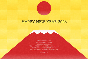年賀状じまい、2026年午年の年賀状、赤富士と初日の出