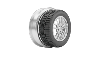 Car Wheel and Tire Assembly Isolated on White