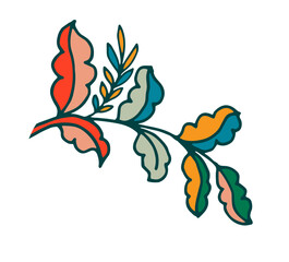 Curved folk foliage vector illustration