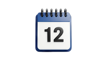 Calendar with the Number 12 Isolated on White Background