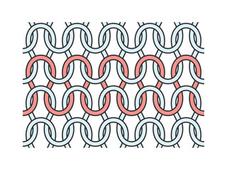 2色のシンプルなニットの編み目の拡大図 - 裏編みの構造の図解や編み物のイメージのイラスト素材