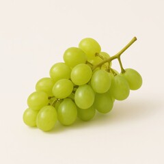 Fresh branch of green grapes with full translucent berries lying on white surface juicy fruit concept for healthy snack nutrition vineyard and wine design