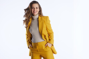 Empowered Businesswoman in Yellow Pantsuit