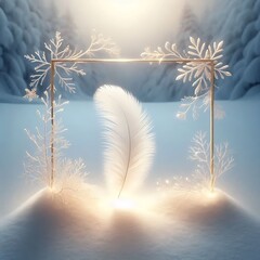 beautiful feather in snow flakes frame -christmas theme