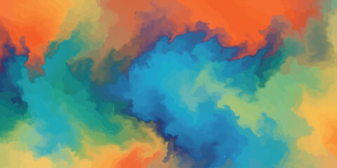 Abstract Fluid Color Background Vector Art Vibrant Blue Orange Teal and Green Contour Layers