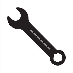 wrench icon vector silhouette on transparent background