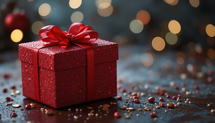 red gift box with ribbon beautiful view and seen beautiful background and wallpaper hd photo beautiful gift 
