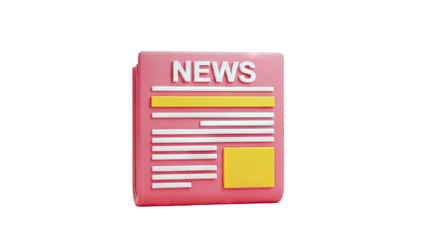 3D News Icon on White Background