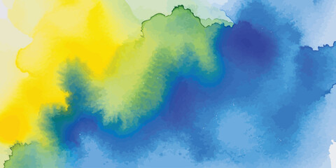 Vibrant Abstract Watercolor Background Splashes of Yellow Green and Blue Colors