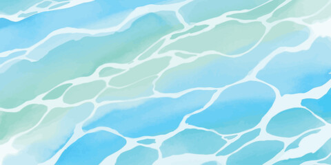 Obraz premium Bright blue and turquoise watercolor water surface texture Vector illustration of clear pool ripples and light reflections