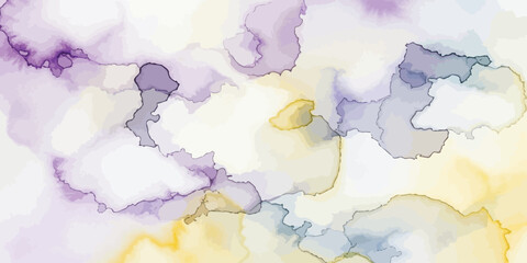 Obraz premium Soft pastel alcohol ink background with purple violet and pale yellow abstract watercolor texture