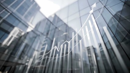 Futuristic business architecture with glass screens displaying trading data for economy analysis and urban strategy