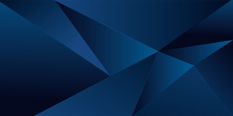 Obraz premium Abstract blue polygon triangles shape pattern background with lighting effect luxury style. Illustration Vector design digital technology concept.