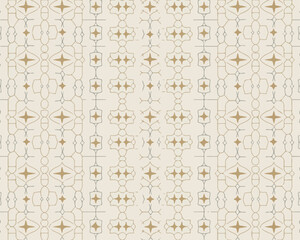 Fototapeta premium Geometric Pattern with Intersecting Lines and Star Shapes in Beige and Gray Keywords: pattern, background, geometric, seamless