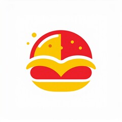 Artistic two-tone burger graphic showcasing a striking contrast of bright yellow and deep red, creating an inviting and contemporary visual for diverse culinary concepts
