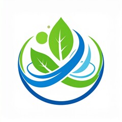 Eco-friendly water droplet logo with leaves and waves for nature and sustainability brands