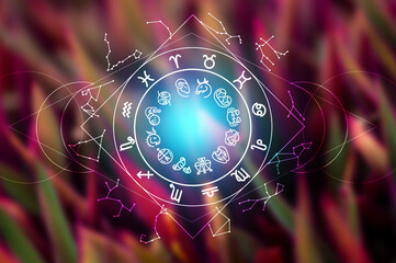 Zodiac signs and astrology with constellations, concepts, predictions, horoscopes, beliefs