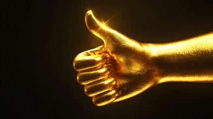 Golden thumbs up success symbol high resolution picture