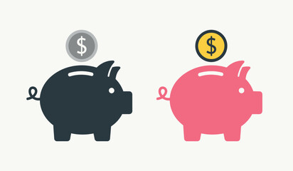 Piggy banks with coins for saving and finance concept