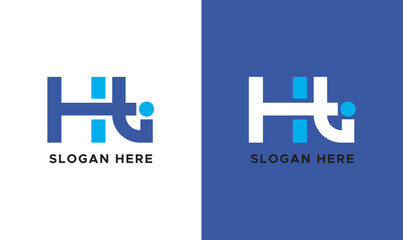 Modern HTI lettermark logo design with clean geometric typography in blue and white, professional minimalist branding identity. © MuhammadWaqas