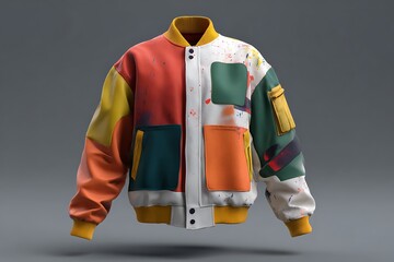 Vibrant patchwork jacket with colorful eclectic design