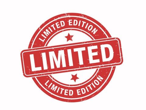 Limited edition red stamp with white text and stars