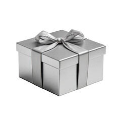Fototapeta premium Elegant silver gift box with a shiny bow.