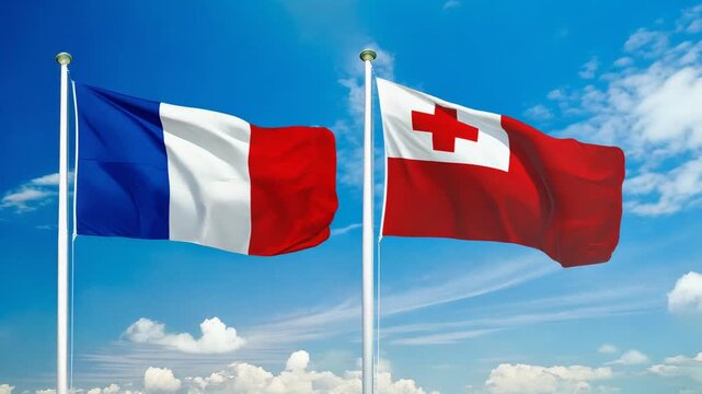 フランスの国旗とトンガの国旗(France flag & Tonga flag.)
