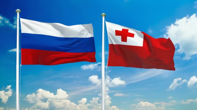 ロシアの国旗とトンガの国旗(Russian flag & Tonga flag.)
