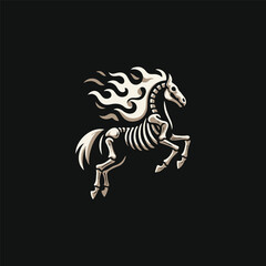 Skeleton Horse Flame Logo