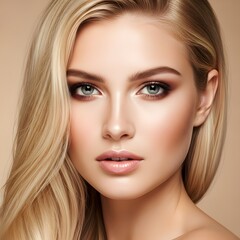 Obraz premium Natural Makeup Beauty Portrait of Blonde Woman