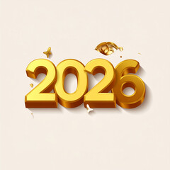 Golden 3D 2026 New Year Celebration with Festive Elements