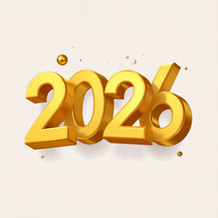 Golden 3D 2026 New Year Celebration with Festive Elements