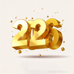 Golden 3D 2026 New Year Celebration with Festive Elements