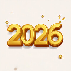 Golden 3D 2026 New Year Celebration with Festive Elements