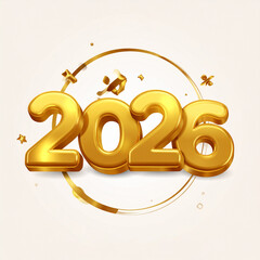 Golden 3D 2026 New Year Celebration with Festive Elements