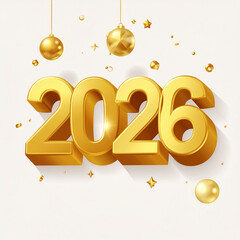 Golden 3D 2026 New Year Celebration with Festive Elements