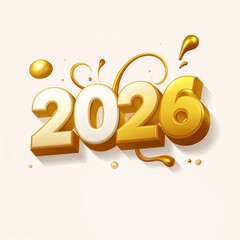 Golden 3D 2026 New Year Celebration with Festive Elements