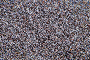 Natural seed texture description, Highlighting organic appeal of tiny seed structures, Emphasizing nourishing and natural qualities of poppy seed visuals for branding