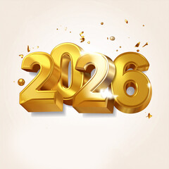 Golden 3D 2026 New Year Celebration with Festive Elements