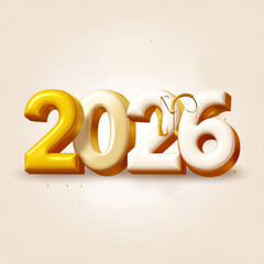 Golden 3D 2026 New Year Celebration with Festive Elements