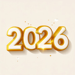 Golden 3D 2026 New Year Celebration with Festive Elements
