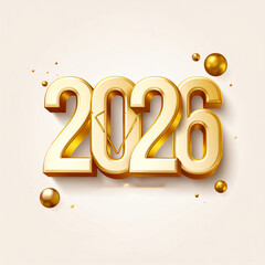 Golden 3D 2026 New Year Celebration with Festive Elements