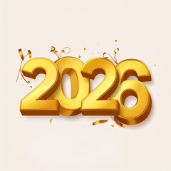 Golden 3D 2026 New Year Celebration with Festive Elements