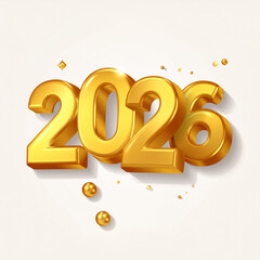 Golden 3D 2026 New Year Celebration with Festive Elements
