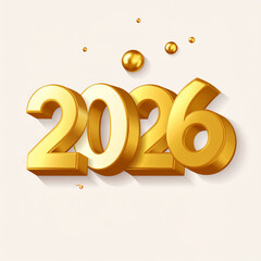 Golden 3D 2026 New Year Celebration with Festive Elements