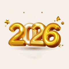 Golden 3D 2026 New Year Celebration with Festive Elements
