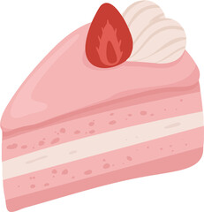 Hand draw Strawberry Cake Illustration.